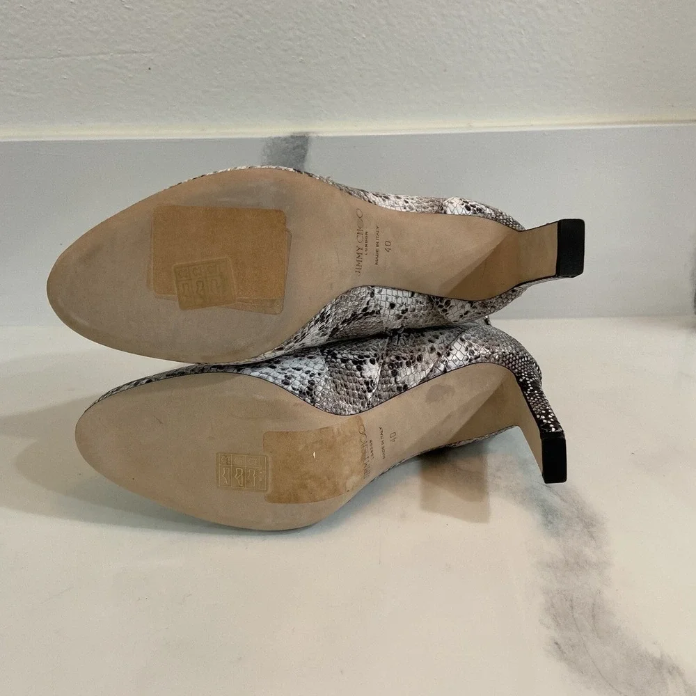 Jimmy Choo JC Boots Snakeskin Midcalf Python Ankle Boots Women's 10 EUR 40